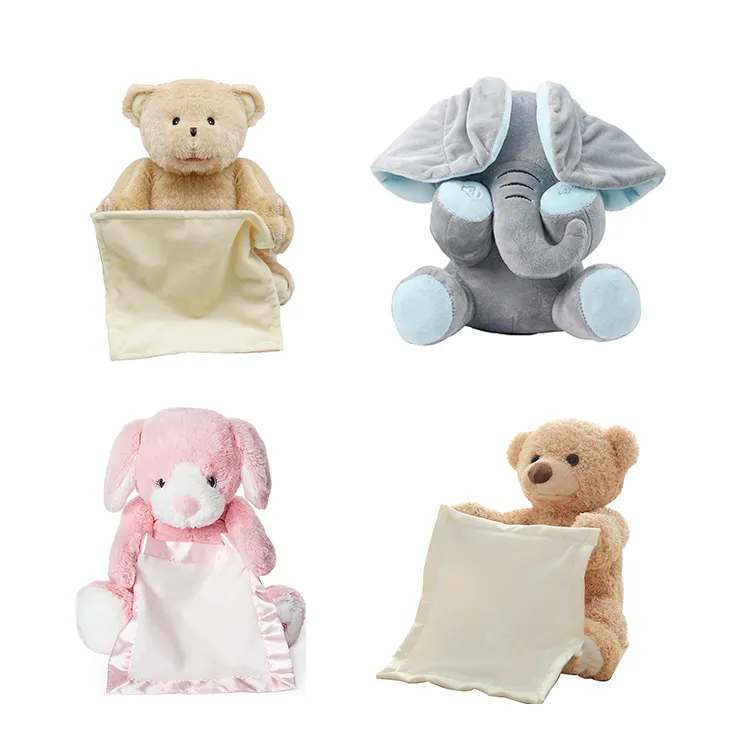 Amazon Peekaboo Hot Selling Wholesale Custom Singing Talking Interactive Soft Stuffed Animal Toy Elephant Bear Plush Toy 21 Cm