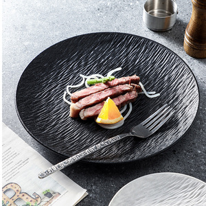 Plato plano de cerámica blanca con diseño redondo de roca de lujo para bodas o fiestas, plato de comida occidental de cerámica para carne y espaguetis - Product Image 5