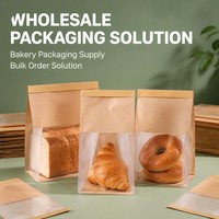 Sachet Doypack Kraft refermable avec fenêtre, de qualité alimentaire, pour l'emballage de fruits secs, noix, snacks, gâteaux et salades