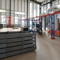 Galin Pulverbeschichtungsanlage mit Überkopf-Fördersystem, Spritzkabine, Zyklon-Abscheider und Aushärtungsofen für Stahlkonstruktionen, CE-zertifiziert