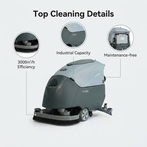 Automatic Floor Scrubber <b>Machine</b> Battery Powered <b>Walk</b> Behind Floor Scrubber for Warehouse Supermarket - Product Image 2