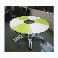 Table ronde pliable pour école avec panneau de mélamine Table d'étude et de collaboration pliante collaborative