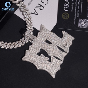 Custom Iced Out Bagutter Moissanite Name <b>Pendant</b> <b>Solid</b> 925 Sterling Silver <b>Gold</b> Plated VVS Moissanite Luxury Hip Hop Jewelry - Product Image 2