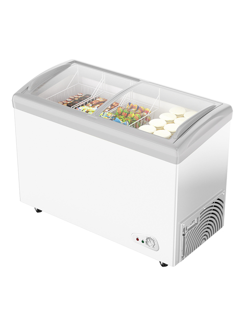 OEM/ODM 240L High Effective Electric Double Sliding Doors Energy-Saving Class E Manual Defrost Easy Cleaning Ice Cream Freezer