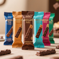 Bolsas de embalaje de bolsitas de envoltura de barra de proteína de chocolate Paquete De Almohada de Bocadillo de barra de proteína de caramelo impreso personalizado