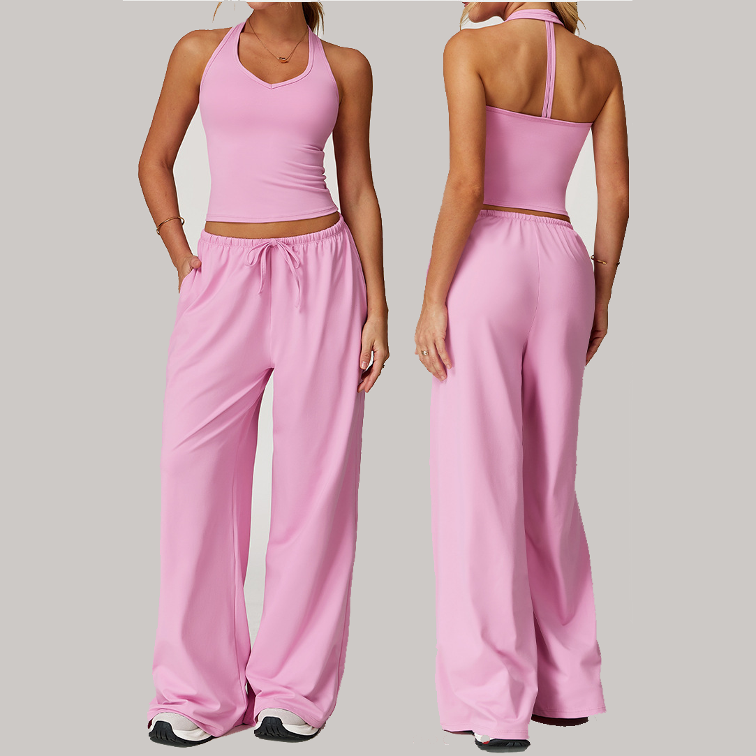 New 3 PCS Gym Fitness Yoga Sets Breathable Workout Sports Bra Long Sleeve Tank Tops Flared Leggings Gym Active Wear for Women