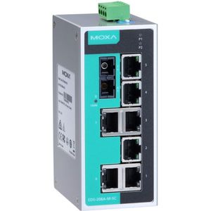 สวิตช์อุตสาหกรรม Moxa EDS-208A-M-SC-T แบบ Unmanaged 8 พอร์ต Ethernet ติดตั้งบนราง DIN - Product Image 1