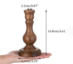 Candlestick kayu untuk set kandil 2 potong, kandil kerucut kayu untuk meja makan keluarga perapian pintu masuk deco - Product Image 2