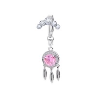 Anneaux de nombril en acier inoxydable Freya avec zircon pour femmes, faux piercing de nombril fin pour mariage, bijoux de corps en forme de chat, anneau de nombril