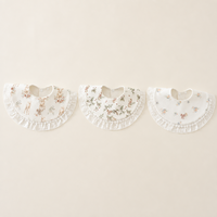 3 Pack Baby Bibs | Watercolor Print Drool Bibs with Lace Ruffle | Deer Botanical Floral | Snap Closure Newborn