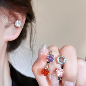 Squisiti orecchini Huazi da donna con Clip a Clip con diamanti e zirconi colorati accessori per fori all'orecchio alla moda - Product Image 1