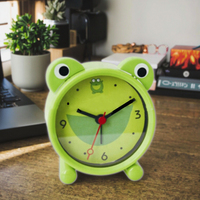 Horloge de table vibrante en forme de grenouille de dessin animé, en plastique, à quartz, Reloj, horloge de bureau