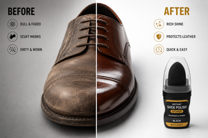 Instant Plastic Liquid Shoe <b>Polish</b> <b>Black</b> Nourishes & Shines Quick & Easy Application - Product Image 3