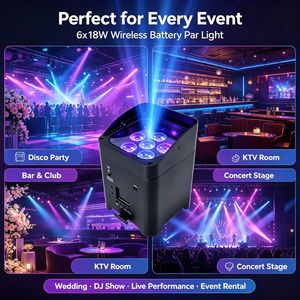 6In1 Rgbwa Uv Par Lights Remote <strong>Control</strong> Battery Powered Led Par Lights Wireless Dmx Rechargeable Stage Uplight for Pub - Product Image 2