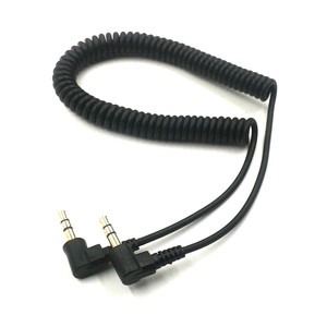 Right Angle 2.5mm TRS Male to 3.5mm <strong>TRRS</strong> Coiled 4-Pole Audio <strong>Cable</strong> for Cell Phones MP3 Braid Shielded - Product Image 4