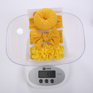 Juego de 3 Diademas de Nailon Tejido Huiyi con Flores de Chifón, Estilo Dulce, Alta Elasticidad, Diadema con Lazo para Niños de 0 a 3 Años, Fotos de Cumpleaños, Venta al por Mayor - Product Image 5