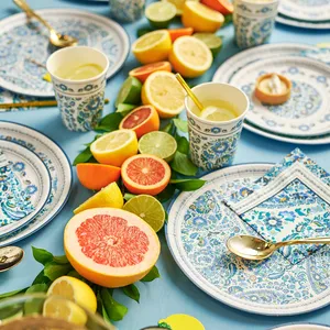 ชุดจานลายดอกไม้ DAMAI สำหรับงานเลี้ยงน้ำชา ชุดภาชนะใช้แล้วทิ้งสำหรับงานแต่งงาน งานวันเกิด ชุดช้อนส้อมสีทอง - Product Image 4