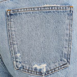 กางเกงยีนส์ทรงคลาสสิคห้ากระเป๋า สีน้ำเงินฟอก สไตล์ยุค 90 เอวสูง ทรงตรงขาสั้นสำหรับผู้หญิง - Product Image 5