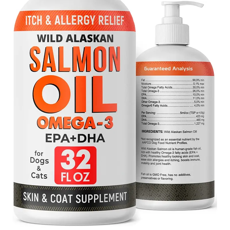 Bulk Óleo De Salmão Para Cães Omega 3 Pure Wild Alaskan Óleo De Salmão Para Cães Gatos Alergia Alívio Líquido Salmão Óleo De Peixe