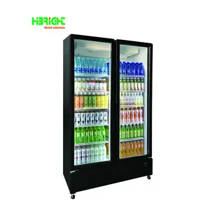 Refrigerador de exhibición de puerta de vidrio comercial de gran capacidad Refrigerador de equipo de supermercado con luz LED