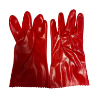 Gants de sécurité en PVC rouges mi-longs à revers pour la vente en gros, pour la manipulation des produits de la mer, le nettoyage industriel et les travaux automobiles
