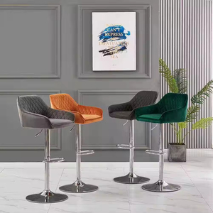 Tabourets de bar contemporains en velours, chaises de comptoir en cuir synthétique pour salle à manger, bar à domicile, hôtels - Meubles de cuisine design - Product Image 5
