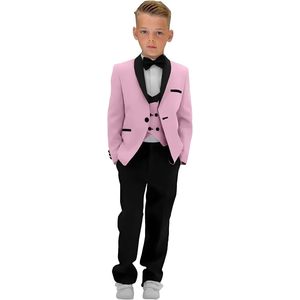 Solid Double Breasted Black Formal Tuxedo for <b>Boys</b> <b>Boy's</b> <b>Suit</b> Shawl Lapel with <b>Blazer</b> Vest Pants for Weddings and Proms - Product Image 5
