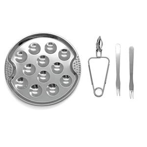 Ensemble de plaques d'escargot d'escargot en acier inoxydable portable <span class=keywords><strong>12</strong></span> <span class=keywords><strong>trous</strong></span> avec pince d'escargot et fourchette d'escargot pour la cuisine - Product Image 3