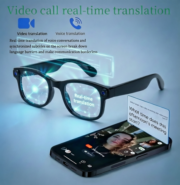 AI Smart Glasses with Dual Optical Lenses Intelligent Real Time Translation Music Playback BT Calling Wifi High Pixel Camera G2