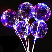 Décorations de fête, ballons LED en PVC lumineux, ballons Bobo avec bâtonnet et ficelle pour mariage, anniversaire, Noël, cadeaux