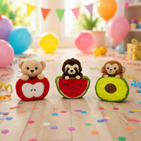 Pluche PP katoenen geborduurde fruitplakjes knuffeldier speelgoed 3-delige set beer luiaard aap zacht knuffelpop cadeau