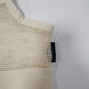 Ensemble de sacs de produits réutilisables en coton biologique Sacs de produits en maille avec cordon de serrage Sac fourre-tout d'épicerie en demi-maille Zéro déchet et écologique - Product Image 3