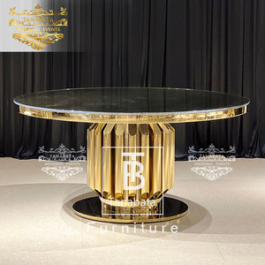 Luxury Dining Wedding Mirror Glass Top Gold Stainless Steel 6 Seater Round Event <strong>Table</strong> - Product Image 1