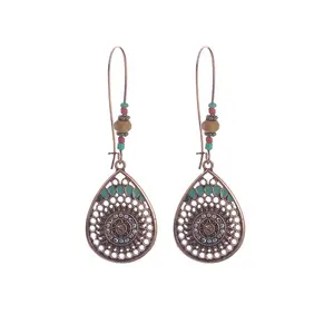 Boucles d'oreilles pendantes en alliage, nouvelles perles longues faites à la main, mode rétro pour femmes et filles, vente en gros