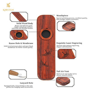 Kazoo Profesional Hecho a Mano <span class=keywords><strong>de</strong></span> la Marca KIRSTEN, Grabado con Láser, Patrón Vintage, Madera <span class=keywords><strong>de</strong></span> Palisandro y Nogal Negro, Modelo KKZ02, Regalo - Product Image 4