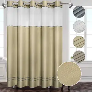 Bindi cortina de chuveiro personalizada, cortina de banheiro com duas cores