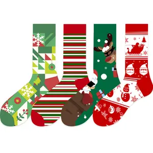 2023 Weihnachts baum Weihnachten Schneemann geometrische Muster Herren Socken Mid-Tube Happy Christmas Geschenk Socke