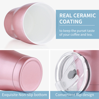 Tasse à café en céramique d'acier inoxydable Offres Spéciales 10 OZ tasse en céramique à double paroi enduite tasse durable isolée avec couvercle et paille