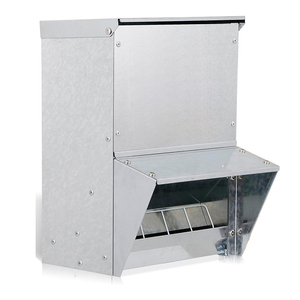 เครื่องให้อาหารไก่อัตโนมัติ JH-Mech พร้อมฝาปิดล็อค หูจับแบบยึดติด ความจุ 28 ปอนด์ ผลิตจากเหล็กชุบสังกะสี สีเงิน สำหรับสัตว์ปีกขนาดใหญ่ - Product Image 1