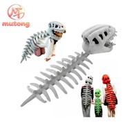 Mainan Mewah Kerangka Dinosaurus Lucu untuk Keluarga, 2 Ukuran, Dapat Dipakai Anak-anak dan Dewasa, Hiasan Kepala Fosil, Boneka Lembut, Hadiah Pesta Halloween