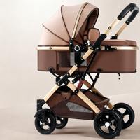 Poussette réversible haute vue pour bébé, cadre en acier inoxydable, légère, pliable, multicolore, 0-3 ans, extérieur