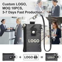 Portefeuille de cou antivol RFID avec logo personnalisé, porte-badge, porte-carte d'identité, pochette de voyage en nylon Ripstop avec cordon et porte-clés