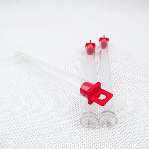 ハンギングキャップ付き透明プラスチック包装チューブ