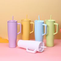 Gobelet isotherme en acier inoxydable de 40 oz avec logo personnalisé, anti-fuite, bouteille métallique isolée sous vide, tasse de voyage avec poignée et paille