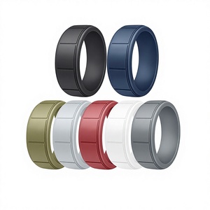 Bague en silicone pour homme, motif écossais, style européen et américain, avec mouvement rotatif, 7 couleurs, pour bijoux de mode - Product Image 1