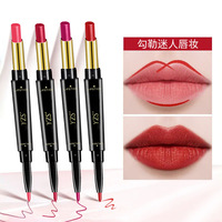 Set Lipstik dan Lip Liner 2 in 1 Dua Ujung Tahan Air Tidak Mudah Luntur Tekstur Lembut Pigmentasi Tinggi 8 Warna Pensil Lipstik Lipliner