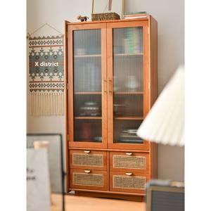 Nordico-legno di ciliegio in stile giapponese semplice armadietto di stoccaggio in legno massiccio libreria di vetro pavimento-Standing mobili per la casa libreria - Product Image 3