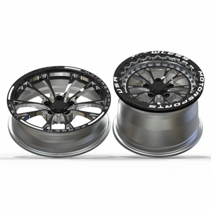 Ruedas de Drag Racing de 15x10 ET 0 5x114.3 5x115, Personalizadas con Beadlocks, de 2 Piezas, Forjadas, en Negro Brillante Fresado, con 10 Radios - Product Image 2