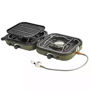 Vente en gros Réchaud de camping portable pliable à double brûleur Pique-nique en plein air Batterie de cuisine pour camping Cuisinière à gaz