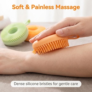 Brosse de massage en silicone Donut Hollow Ring avec poignée antidérapante, poils doux, exfoliante pour le corps, soulagement du stress, pour la douche - Product Image 4
